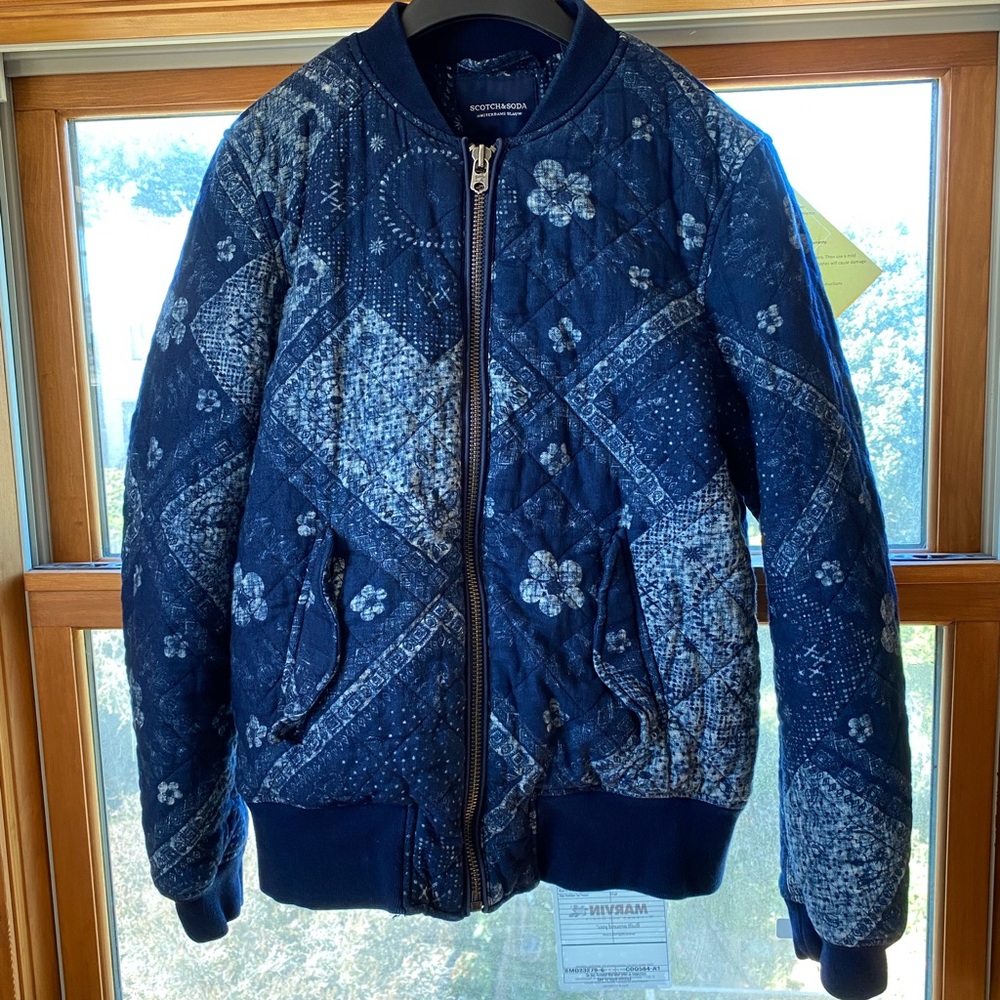 Scotch and Soda Indigo Bandana Bomber Jacket